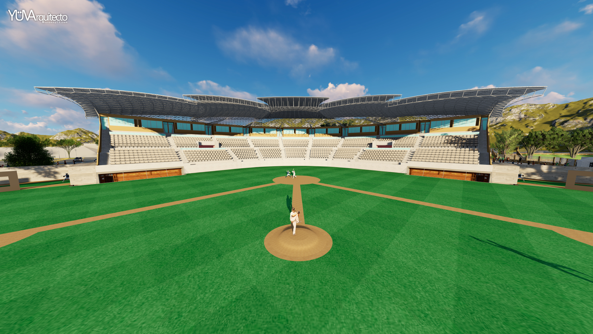 Proyecto: Estadio Baseball Indios de Tecate. Arq. Yuvanny Carrazco Álvarez.(2018)&nbsp; Render Lumion 6, Arquitectos tijuana. 